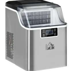 Ismaskiner-Ismaskin 20 kg/24 h, 2,3 L, 3,2 L tank, auto-rengöring, rostfritt, 25,2×36×37,1 cm