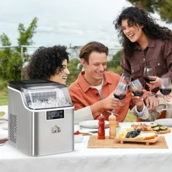 Ismaskiner-Ismaskin 20 kg/24 h, 2,3 L, 3,2 L tank, auto-rengöring, rostfritt, 25,2×36×37,1 cm