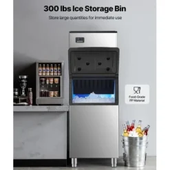 Ismaskiner-Ismaskin, 181,4 kg/24h, 136 kg förvaring, 580x668x1105 mm, rostfritt stål