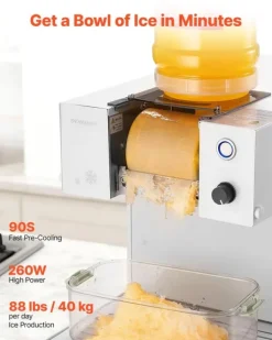 Ismaskiner-Ismaskin - Nugget/Snöflingeis - Kapacitet 40 kg/dygn - Vattentank 1,8 l - Snabbkylning 90 s - Rostfri konstruktion