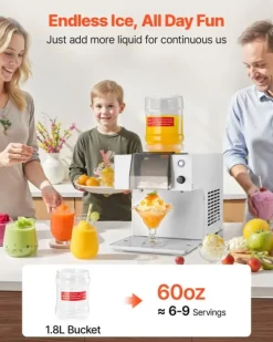 Ismaskiner-Ismaskin - Nugget/Snöflingeis - Kapacitet 40 kg/dygn - Vattentank 1,8 l - Snabbkylning 90 s - Rostfri konstruktion