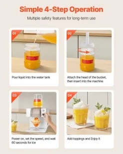 Ismaskiner-Ismaskin - Nugget/Snöflingeis - Kapacitet 40 kg/dygn - Vattentank 1,8 l - Snabbkylning 90 s - Rostfri konstruktion