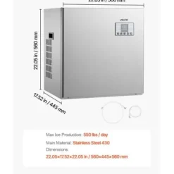 Ismaskiner-Ismaskin, 56x44.5x56 cm, Rostfritt stål