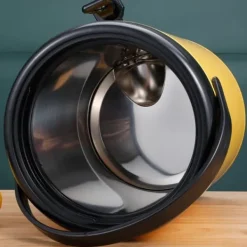 Dryckesautomater-Isolerad varm- och kalldrycksdispenser hink i rostfritt stål Dryckesdispenser med tapp för mjölkte 8L stålfärg (svart lock)