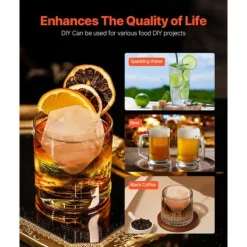 Ispress med diamantslipning, Isbollstillverkare, Whisky- och drinkkit, Hög kvalitet, Perfekt för cocktails