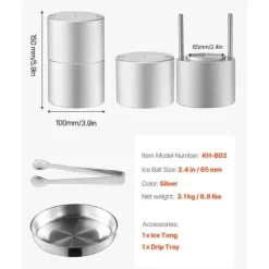 Ispress med diamantslipning, Isbollstillverkare, Whisky- och drinkkit, Hög kvalitet, Perfekt för cocktails