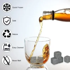 Whiskystenar-issten isbitar whiskystenar Förpackning med 9 st Whisky Chilling Stone Iskuber Drycker Vin Ölkylare Barware Cubes