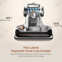 Handdammsugare-JIGOO T600 madrassdammsugare, 15kPa sug, 99,99% borttagning av dammkvalster, UV-C+ värme, dubbla koppar, LED-display, aromdiffusor