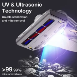 JIMMY BX7 Pro Anti-Mite Dammsugare 700W Effekt 60 ° C Värme UV Ultraljud 245mm Sug 3 Lägen Grå