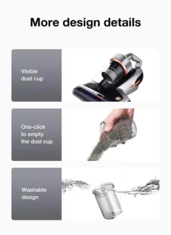 JIMMY BX7 Pro Anti-Mite Dammsugare 700W Effekt 60 ° C Värme UV Ultraljud 245mm Sug 3 Lägen Grå