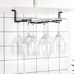 Järnhängande 6-flaskor vinmuggställ glashållare displayhylla arrangör