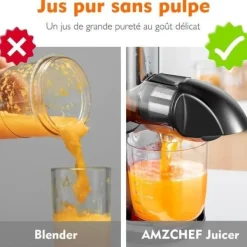 Juicemaskin - AMZCHEF - Modell ZM1501 - Omvänd tuggfunktion - Grön - BPA-fri