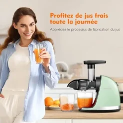 Juicemaskin - AMZCHEF - Modell ZM1501 - Omvänd tuggfunktion - Grön - BPA-fri