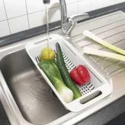 Durkslag & Silar-Justerbar kökssil för diskho, sil, durkslag för diskho, 32-44x20x8cm ORION 731623