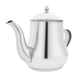 Kaffe- & Tekannor-Kaffekanna i rostfritt stål med kapacitet 1L, med utgjutningspip och lock, Silver Signature.