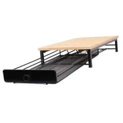 Kaffekapselställ med utdragslåda i svart järn och bambuskiva, kompatibelt med OASISWJ och Nespresso, för 40 kapslar