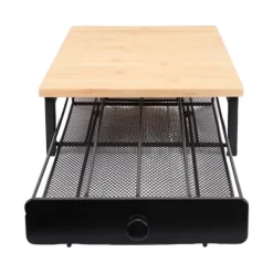 Kaffekapselställ med utdragslåda i svart järn och bambuskiva, kompatibelt med OASISWJ och Nespresso, för 40 kapslar