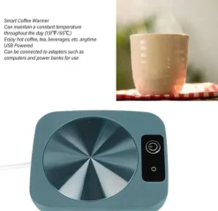 Dryckvärmare-Kaffekoppvärmare, 55℃ Smart konstant temperaturkoppdyna USB-driven värmedyna för mjölkkopp, lämplig för hemmakök och kontor (grön)