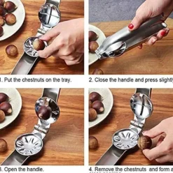 Kastanjetång, Maroni Cutter Rostfritt stål Kastanj Cutter Nötknäppare Chestnut Clip Kastanjeöppnare Kastanje Cutter Portable