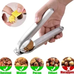 Kastanjetång, nötknäpparmetall, kastanjetång, rostfritt stål, hasselnötsöppnare, kastanjskärare, valnötstångsöppnare