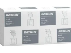 Katrin Håndklædeark Plus Non-stop Z-fold 2-lag L25.5xB20.3xD8.5cm Nyfiber Hvid,21 pk x 135 stk/krt