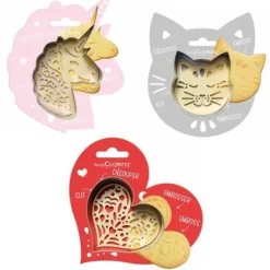 Kakformar-Katt + Enhörning + Hjärtpräglat kakkit