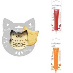 Kattpräglat kakkit + 2 röda och orange chokladpennor