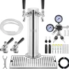 Kegerator Tornkit, Dubbelkranar Ölförvandlingskit, Rostfritt Stål Öltappstorn med Dubbeltryckmätare W21.8 Regulator & S-System Fat