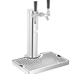 Kegerator Tornkit, Dubbelkranar Ölförvandlingskit, Rostfritt Stål Öltappstorn med Dubbeltryckmätare W21.8 Regulator & S-System Fat