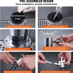 Kegerator Tornkit, Dubbelkranar Ölförvandlingskit, Rostfritt Stål Öltappstorn med Dubbeltryckmätare W21.8 Regulator & S-System Fat