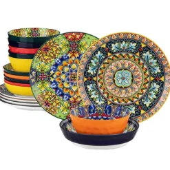 Keramisk Middagsservis, Blommönster, Lämplig för Hem/Party,18 DELAR SET A