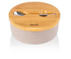 KERAMISK SOCKERSKÅL MED SKED HUSLA HYGGE