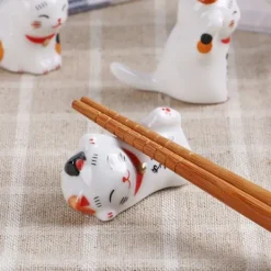 Matbestick-Keramiska Cat Chopstick Rests Set - Mini Kitten Ornaments för japansk servis