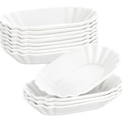 Tallrikar & Bordsserviser-Keramiska Snacksfat, Oval Form, Stabil Design,16 Bit