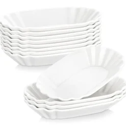 Tallrikar & Bordsserviser-Keramiska Snacksfat, Oval Form, Stabil Design,16 Bit