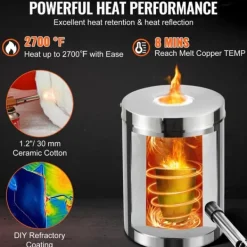 Grillar-6kg propan metallsmältugn med kompletta tillbehör, stor kapacitet, rostfritt stålkonstruktion och genomtänkt design