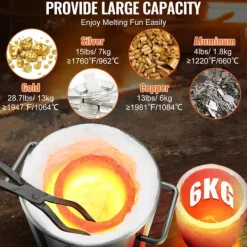 Grillar-6kg propan metallsmältugn med kompletta tillbehör, stor kapacitet, rostfritt stålkonstruktion och genomtänkt design