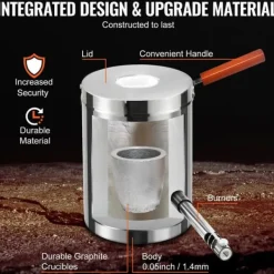 Grillar-6kg propan metallsmältugn med kompletta tillbehör, stor kapacitet, rostfritt stålkonstruktion och genomtänkt design