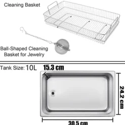 28/40KHz dubbelfrekvens ultraljudsrengörare med 10L tank, justerbar uppvärmning/arbetstid, 3 rengöringslägen, genomtänkt design