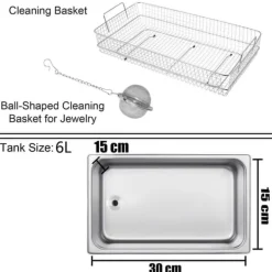 28/40KHz dubbelfrekvens ultraljudsrengörare med 6L tank, justerbar uppvärmning/arbetstid, 3 rengöringslägen, genomtänkt design