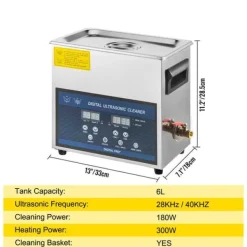 28/40KHz dubbelfrekvens ultraljudsrengörare med 6L tank, justerbar uppvärmning/arbetstid, 3 rengöringslägen, genomtänkt design