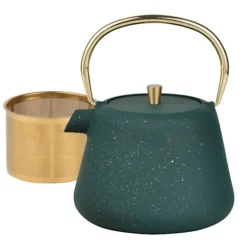 Kaffe- & Tekannor-Kinghoff Gjutjärns Imbryk 1L med Filter Flaska Grön