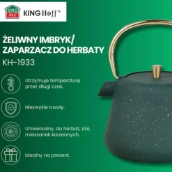 Kaffe- & Tekannor-Kinghoff Gjutjärns Imbryk 1L med Filter Flaska Grön