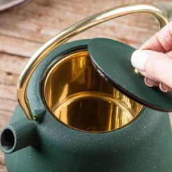 Kaffe- & Tekannor-Kinghoff Gjutjärns Imbryk 1L med Filter Flaska Grön