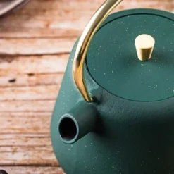 Kaffe- & Tekannor-Kinghoff Gjutjärns Imbryk 1L med Filter Flaska Grön