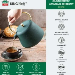 Kaffe- & Tekannor-Kinghoff Gjutjärns Imbryk 1L med Filter Flaska Grön