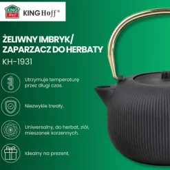 Kaffe- & Tekannor-KINGHOFF Gjutjärnsteapot 1L med filter Guld