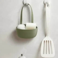 Diskhokorgar-Köksavloppsställ Hängande korg med avloppshål Stor kapacitet Mjuk flexibel diskbänk Avloppskorg Hängpåse Grön