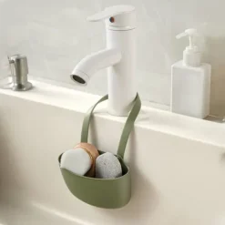 Diskhokorgar-Köksavloppsställ Hängande korg med avloppshål Stor kapacitet Mjuk flexibel diskbänk Avloppskorg Hängpåse Grön