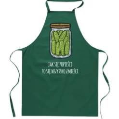 KÖKSFÖRKLÄDE med roligt TRYCK GURKOR I BURK MED GURKOR som godis